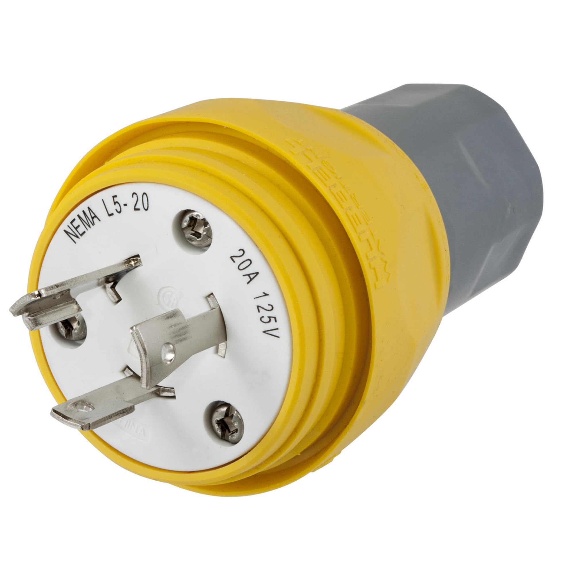 Watertight Devices, Twist-Lock Plug, 20A, 125V AC, 2 Pole, 3 Wire